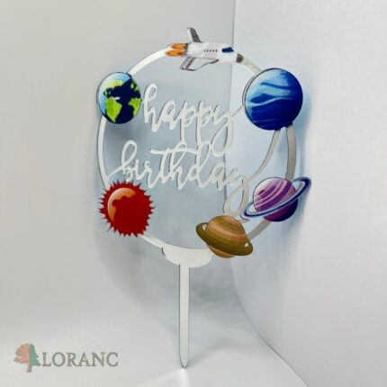 pl. zápich na tortu – Happy Birthday – Vesmír /strieborná/