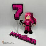 zápich na tortu Minecraft – číslo 7 /ružová/ – Obrázok 2