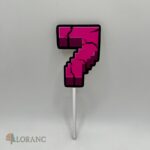 zápich na tortu Minecraft – číslo 7 /ružová/