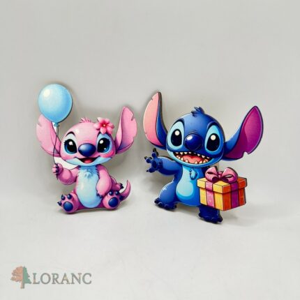 Dekorácia na tortu/magnetka Stitch+Angel sada