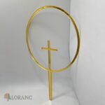 Dekorácia na tortu/zápich – pl. krížik zlatý + kruh