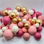 Dekorácia – Guličky /ružová+biela+zlatá matná/sada 177 – Obrázok 3