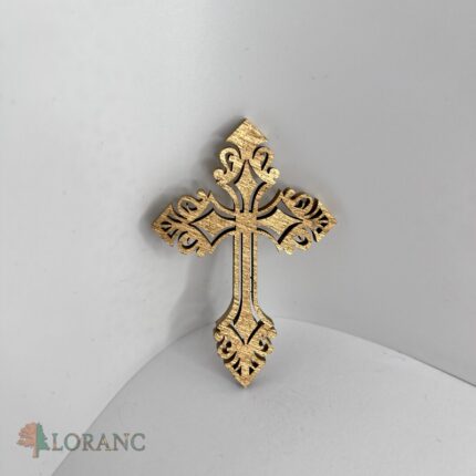 Dekorácia na tortu/zápich – drevený krížik zlatý