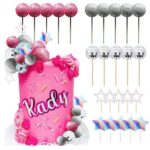 Dekorácia na tortu – Guličky SADA 176 /disko gule, ružové, strieborné/hviezdičky/