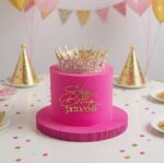 dekorácia na tortu/plastový nápis – Happy Birthday princess /zlatá/ 02 – Obrázok 2