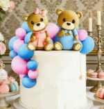 Dekorácia na tortu – Guličky + macko SADA 180 /ružová, modrá/