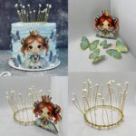 dekorácia na tortu - SADA - korunka + princezná-magnetka + zelené motýle