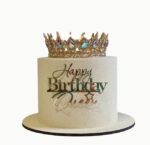 dekorácia na tortu/plastový nápis – Happy birthday Queen 02 /zlatá/ – Obrázok 2