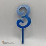 Zápich na tortu číslo 3 FRENCH /modrá/