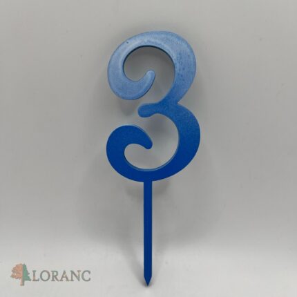 Zápich na tortu číslo 3 FRENCH /modrá/