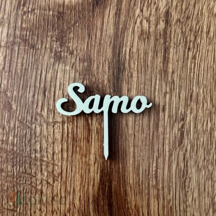 Drevený zápich na tortu s menom Samo /mini/