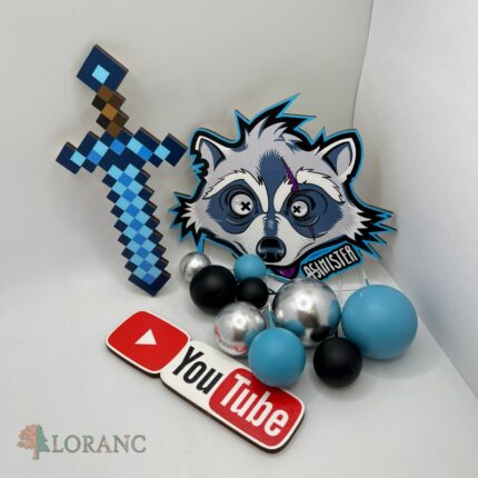 dekorácia na tortu - magnetka Asimister + YouTube + guličky