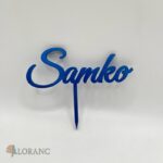 Drevený zápich na tortu s menom Samko /modrý/