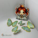 dekorácia na tortu - SADA - korunka + princezná-magnetka + zelené motýle – Obrázok 3