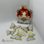 dekorácia na tortu/SADA korunka + princezná-magnetka + modré motýle – Obrázok 4