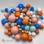 Zápich na tortu /dekorácia guličky /modré,oranžové,biele,zlaté/ SADA 182 – Obrázok 3