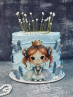 dekorácia na tortu - SADA - korunka + princezná-magnetka + zelené motýle – Obrázok 2