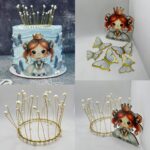 dekorácia na tortu - SADA - korunka + princezná-magnetka + modré motýle