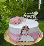 Dekorácia na tortu/magnetka prijímanie – modliace sa dievčatko + kalich + biblia 02 – Obrázok 3