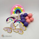 Zápich na tortu /dekorácia guličky /fialové,ružové/ + motýle + dúha SADA 183 – Obrázok 3