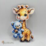 Dekorácia na tortu/magnetka – Žirafa 03 + macko