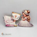Dekorácia na tortu/magnetka prijímanie – modliace sa dievčatko + kalich + biblia