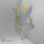 Dekorácia na tortu/zápich – pl. krížik zlatý + holubica 09