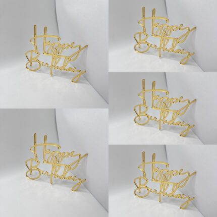 pl.nápis na tortu – Happy Birthday SADA 05 /zlatá/ 5 PACK