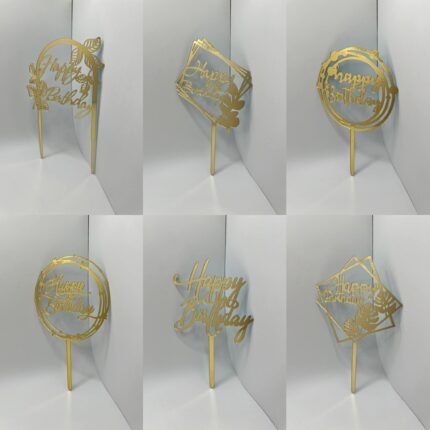 pl.zápich na tortu – Sada – Happy Birthday 07 /zlatá/