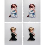 AKCIA - 4 ks - Dekorácia na tortu/magnetka Prijímanie – modliaci sa chlapček