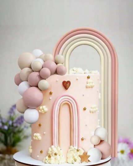 Zápich na tortu /dekorácia - Guličky + dúha SADA