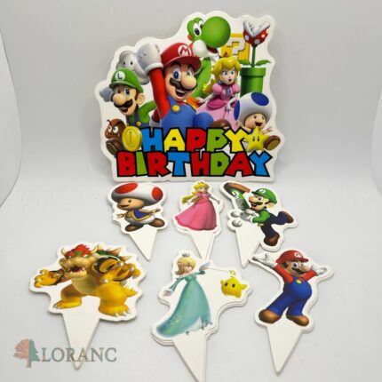 pap. zápich na tortu Happy Birthday – Super Mario