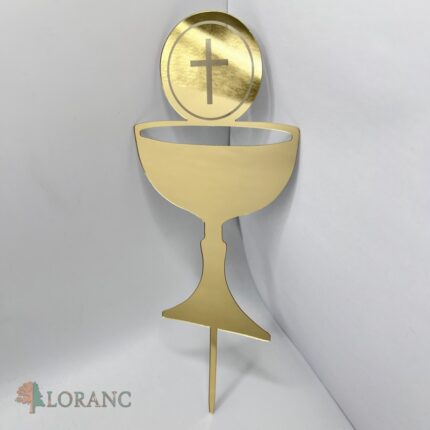 Dekorácia na tortu/zápich – pl. kalich zlatý