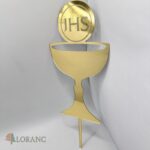 Dekorácia na tortu/zápich – pl. kalich zlatý