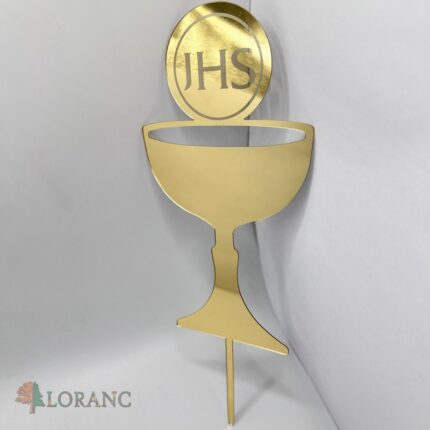 Dekorácia na tortu/zápich – pl. kalich zlatý