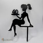 Zápich na tortu – sediaca žena/dievča + číslo 40 /typB/čierna/