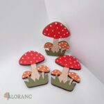 drevená dekorácia na tortu – muchotrávka