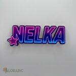 dekorácia na tortu/magnetka – meno v štýle Huntrix/K-POP – Nelka