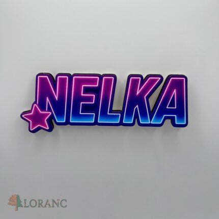 dekorácia na tortu/magnetka – meno v štýle Huntrix/K-POP – Nelka