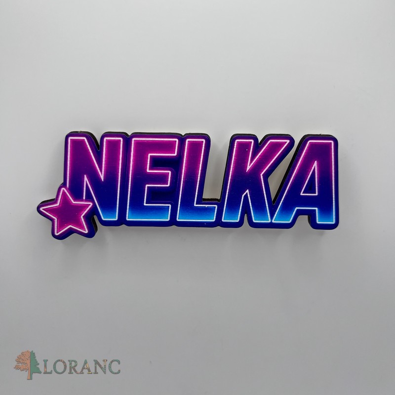 IMG_0735 dekorácia na tortu/magnetka – meno v štýle Huntrix/K-POP – Nelka