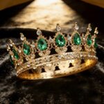 Dekorácia na tortu – Princeznovská korunka /zlatá+zelená/ 15