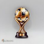 dekorácia na tortu/magnetka – futbalová lopta + pohár/trofej 02