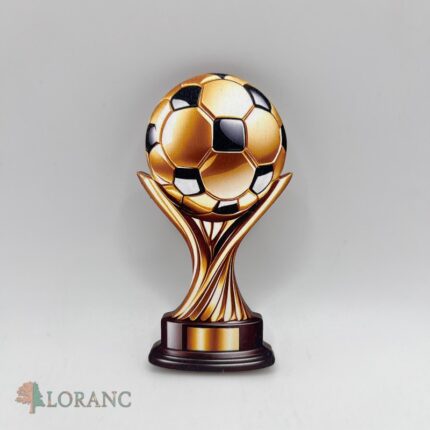 dekorácia na tortu/magnetka – futbalová lopta + pohár/trofej 02