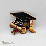 dekorácia na tortu/magnetka promócie/titul – diplom + čiapka PhD.