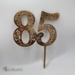 drevený zápich na tortu číslo 85 /ornament/zlatá/