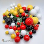 Dekorácia na tortu – Guličky SADA 206 /čierne,červené,biele,žlté/ – Obrázok 2